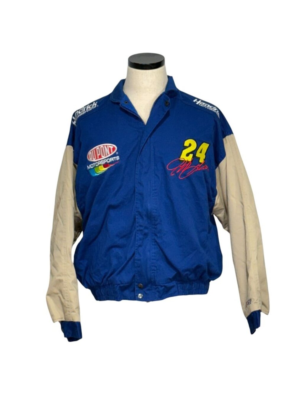 Vintage Jeff Gordon NASCAR Jacket Blue Beige Competitors View Size L Hendrick